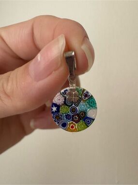 Round Millefiori Glass Pendant in Multicolor